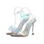 Sexy Silber Laser Abend Sandalen Damen 2022 11 cm Stilettos Knöchelriemen Strass Schleife Peeptoes Sandaletten Hochhackige