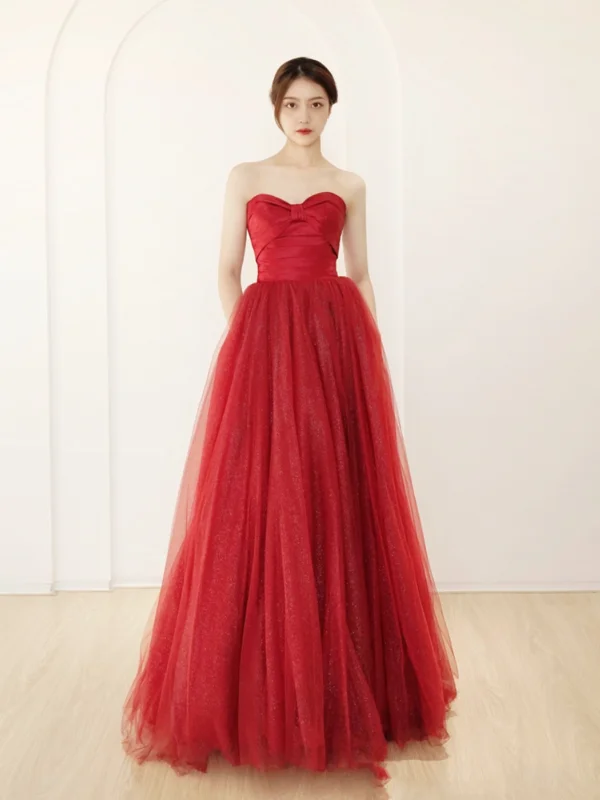 Chic / Belle Rouge Robe De Bal 2024 Princesse De l'épaule Sans Manches Dos Nu Longue Promo Robe De Ceremonie