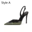 Sexy Black Gold Rhinestone Evening Party Womens Sandals 2024 10 cm Stiletto Heels Pointed Toe Sandals High Heels