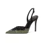 Sexy Black Gold Rhinestone Evening Party Womens Sandals 2024 10 cm Stiletto Heels Pointed Toe Sandals High Heels