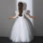 Cinderella White Butterfly Appliques Prom Flower Girl Dresses 2022 Ball Gown V-Neck Short Sleeve Backless Floor-Length / Long Flower Girl Dresses
