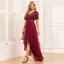 Chic / Belle Bordeaux Paillettes Asymétrique Robe De Bal 2024 Princesse V-Cou Manches Courtes Dos Nu Promo Robe De Ceremonie