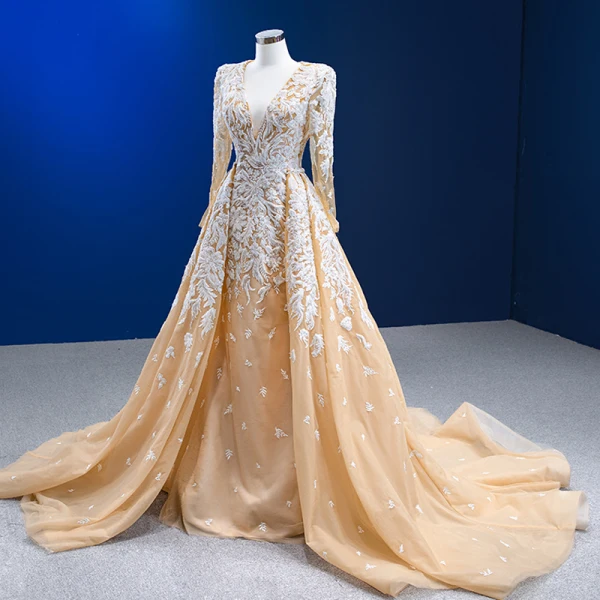 Sheath Long Sleeves 3D Flowers Bateau Neck Side Train Back Zipper Long Formal Evening Gown