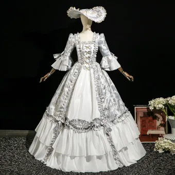 Vintage Retro Medieval Ivory Printing Bow Prom Dresses 2025 Ball Gown Square Neckline Bell Sleeves Floor Length Long Prom Formal Dresses