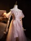 Schöne Rosa Perle Strass Pailletten Applikationen Gespaltete Front Ballkleider 2025 A Linie Off Shoulder Ärmellos Rückenfreies Lange Ball Festliche Kleider