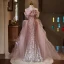 Glitzernden Rosa Pailletten Ballkleider 2024 Meerjungfrau Off Shoulder Kurze Ärmel Rückenfreies Sweep / Pinsel Zug Ball Festliche Kleider