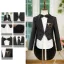 Black 6-piece Long Sleeve Boys Wedding Suits 2025 Body Jewellery Coat Pants Shirt Tie Vest Wedding