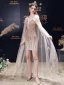Sexy Doré Paillettes Courte Robe De Fête 2023 Bretelles Spaghetti Sans Manches Dos Nu Cocktail Soirée Robe De Ceremonie