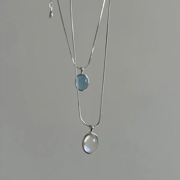 Chic / Beautiful Sky Blue Sterling Silver Transparent Necklaces Accessories 2023