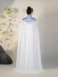 Chinese style White With Cloak Split Front Evening Party Cheongsam 2025 Trumpet / Mermaid High Neck Short Sleeve Floor-Length / Long Cheongsam / Qipao