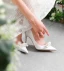 Schöne Weiß Perle Brautschuhe 2024 Leder 10 cm Stilettos Spitzschuh Hochzeit Pumps Hochhackige