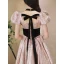 Fashion Blushing Pink Glitter Prom Dresses 2023 A-Line / Princess Square Neckline Puffy Short Sleeve Backless Bow Floor-Length / Long Formal Dresses