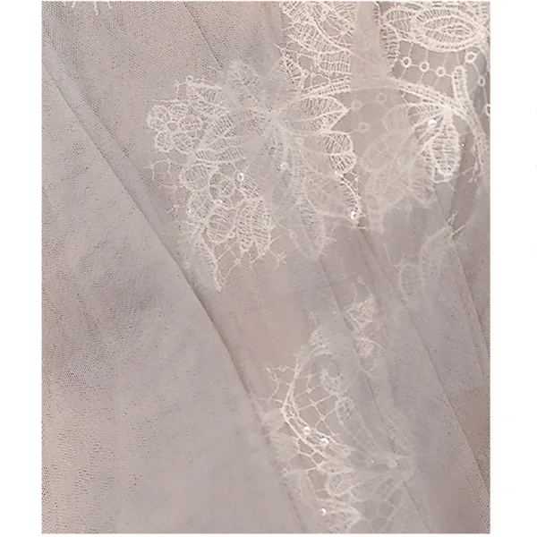Charmant Argenté Gris Paillettes En Dentelle Fleur Robe De Soirée 2023 Princesse Bustier Sans Manches Dos Nu Volants en Cascade Longue Soirée Robe De Ceremonie