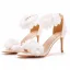 Charmant Blanche Appliques Chaussure De Mariée 2023 Bride Cheville 8 cm Talons Aiguilles Peep Toes / Bout Ouvert Chaussure De Mariée Talons Hauts