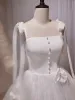 Schön Weiß Schleife Perle Brautkleid Kurz 2023 Spaghettiträger Ärmellos Rückenfreies Kurze Brautkleider / Hochzeitskleider