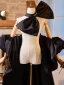 Fashion Black Handmade  Satin Bow Short Sleeve Prom shawl 2025