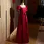 Chic / Belle Bordeaux Robe De Bal 2022 Princesse Encolure Carrée Perle Paillettes Faux Diamant Noeud Manches Courtes Dos Nu Longue Robe De Ceremonie