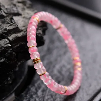 Charmant Fait Main Rougissant Rose Dégradé De Couleur Fleur De Cerisier Cristal Naturel Bracelets Accessorize 2026