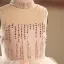 Chic / Beautiful Blushing Pink Beading Sequins Cascading Ruffles Birthday Flower Girl Dresses 2025 Ball Gown High Neck Sleeveless Backless Floor-Length / Long