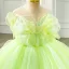 Fashion Green Cascading Ruffles Birthday Flower Girl Dresses 2024 Ball Gown Scoop Neck Sleeveless Backless Floor-Length / Long