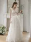 Elegant White Pearl Lace Butterfly Prom Dresses 2023 A-Line / Princess Spaghetti Straps Sleeveless Backless Floor-Length / Long Formal Dresses