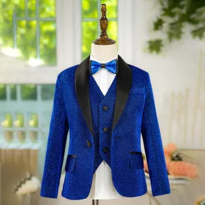 Bleu Roi 6 Pièces Manches Longues Costume Garçon Mariage 2025 Bijoux De Corps Manteau Pantalon Chemise Cravate Gilet Mariage