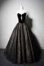 Vintage / Retro Black Glitter Prom Dresses 2023 Ball Gown Strapless Sleeveless Backless Floor-Length / Long Prom Formal Dresses