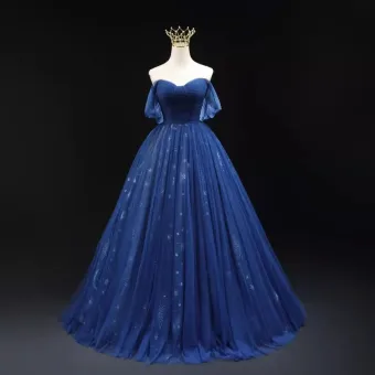 Vintage Retro Ocean Blue Glitter Prom Dresses 2023 Ball Gown Strapless Sleeveless Backless Floor Length Long Prom Formal Dresses