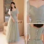 Simple Vert Cendré Robe Demoiselle D'honneur 2022 Princesse Manches Courtes Dos Nu Noeud Ceinture Longue Demoiselle D'honneur Robe De Ceremonie