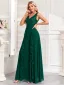 Modest / Simple Dark Green Sequins Chiffon Prom Dresses 2024 A-Line / Princess V-Neck Sleeveless Backless Floor-Length / Long Prom Formal Dresses