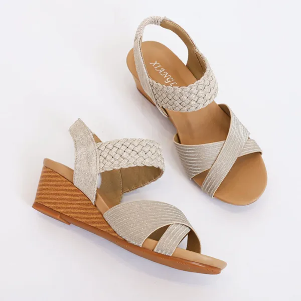 Roman Black Street Wear Womens Sandals 2022 5 cm Wedges Open / Peep Toe Sandals