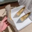 Sparkly Champagne Pearl Sequins Wedding Shoes 2022 Leather 8 cm Stiletto Heels Pointed Toe Wedding Pumps High Heels