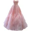 High End Pink Perlenstickerei Pailletten Rüschen Ballkleider 2023 A Linie Bandeau Ärmellos Rückenfreies Lange Ball Festliche Kleider