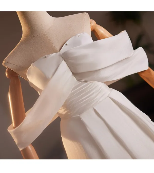 Chic / Beautiful White Engagement Prom Dresses 2025 A-Line / Princess Off-The-Shoulder Sleeveless Backless Floor-Length / Long Prom Formal Dresses Chic / Beautiful White Engagement Prom Dresses 2025 A-Line / Princess Off-The-Shoulder Sleeveless Backless Floor-Length / Long Prom Formal Dresses
