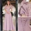 Elegant Blushing Pink Prom Dresses 2022 A-Line / Princess V-Neck Beading Pearl Sequins Puffy Short Sleeve Backless Floor-Length / Long Prom Formal Dresses