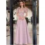 Elegant Blushing Pink Prom Dresses 2022 A-Line / Princess V-Neck Beading Pearl Sequins Puffy Short Sleeve Backless Floor-Length / Long Prom Formal Dresses