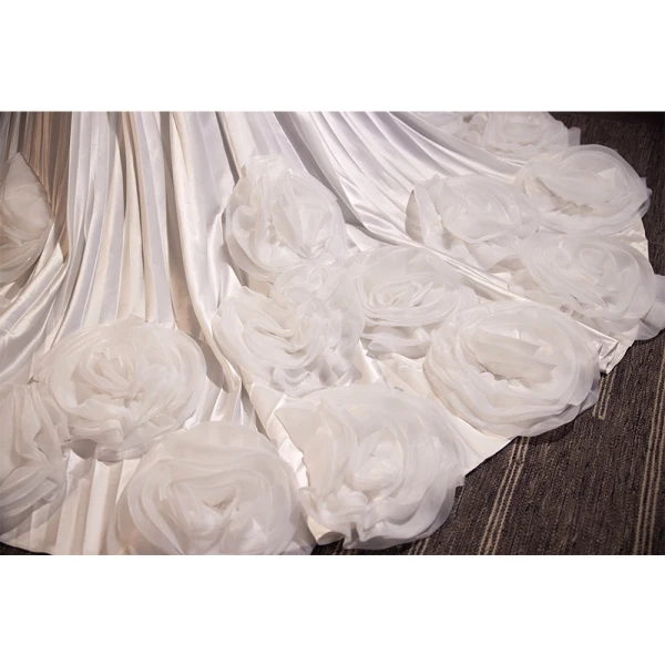Vintage / Retro Ivory Ruffle Wedding Dresses 2023 A-Line / Princess Off-The-Shoulder Short Sleeve Backless Chapel Train Wedding