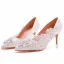 Elegant White Rhinestone Sequins Lace Flower Wedding Shoes 2023 7 cm Stiletto Heels Pointed Toe Wedding Pumps High Heels