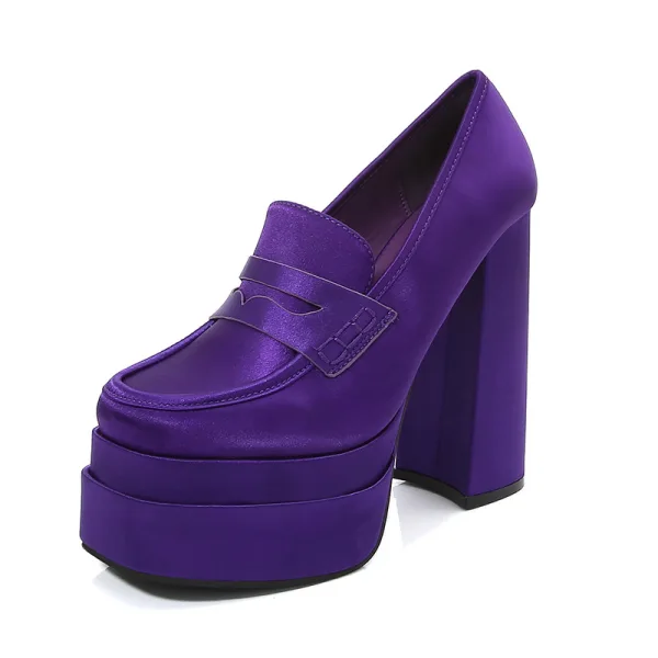 Fashion Fuchsia Cocktail Party Womens Shoes 2023 14 cm Thick Heels Round Toe Womens Shoes