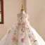 Flower Fairy White Appliques Birthday Flower Girl Dresses 2025 Ball Gown Scoop Neck Sleeveless Backless Sweep Train