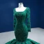 Haut de Gamme Vert Foncé Perlage Perle Paillettes En Dentelle Fleur Robe De Soirée 2022 Satin Trompette / Sirène Encolure Carrée Manches Courtes Dos Nu Longue Robe De Ceremonie