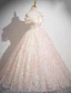 Schöne Rosa Pailletten Applikationen Ballkleider 2024 Ballkleid Off Shoulder Ärmellos Rückenfreies Lange Ball Festliche Kleider