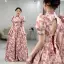 Elegant Burgundy Floral Prom Dresses 2022 A-Line / Princess High Neck Puffy Short Sleeve Backless Prom Floor-Length / Long Formal Dresses