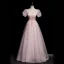 Élégant Gris Perlage Paillettes Robe De Bal 2023 Princesse Encolure Carrée Gonflée Manches Courtes Dos Nu Longue Promo Robe De Ceremonie
