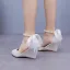 Moda Białe Perła Z Paskiem Kokarda Buty Ślubne 2024 7 cm Na Koturnie Szpiczaste Ślub Sandały
