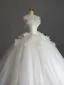 Elegant White Appliques Wedding Dresses 2025 Ball Gown Strapless Sleeveless Backless Chapel Train Wedding