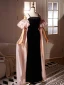 Chic / Beautiful Black Velvet Prom Dresses 2024 Trumpet / Mermaid Spaghetti Straps Puffy Short Sleeve Backless Floor-Length / Long Prom Formal Dresses