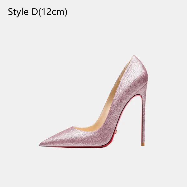 Sexy Rose Gold Evening Party Red Sole Pumps 2026 12 cm Stiletto Heels Pointed Toe High Heels