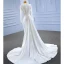 High-end Ivory Satin Wedding Dresses 2022 Trumpet / Mermaid High Neck Beading Pearl Sequins Long Sleeve Floor-Length / Long Wedding