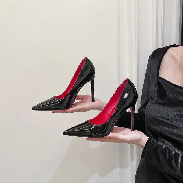 Sexy Noire Bureau OL Escarpins 2022 10 cm Talons Aiguilles À Bout Pointu Escarpins Talons Hauts